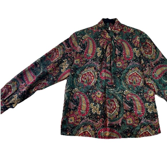 Vintage Notations Jewel Tone Paisley Blouse Petite 8 / P8 78315 - Picture 1 of 6